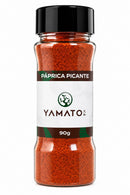 Páprica Picante Yamato 90 g em pote com tampa preta, fundo branco